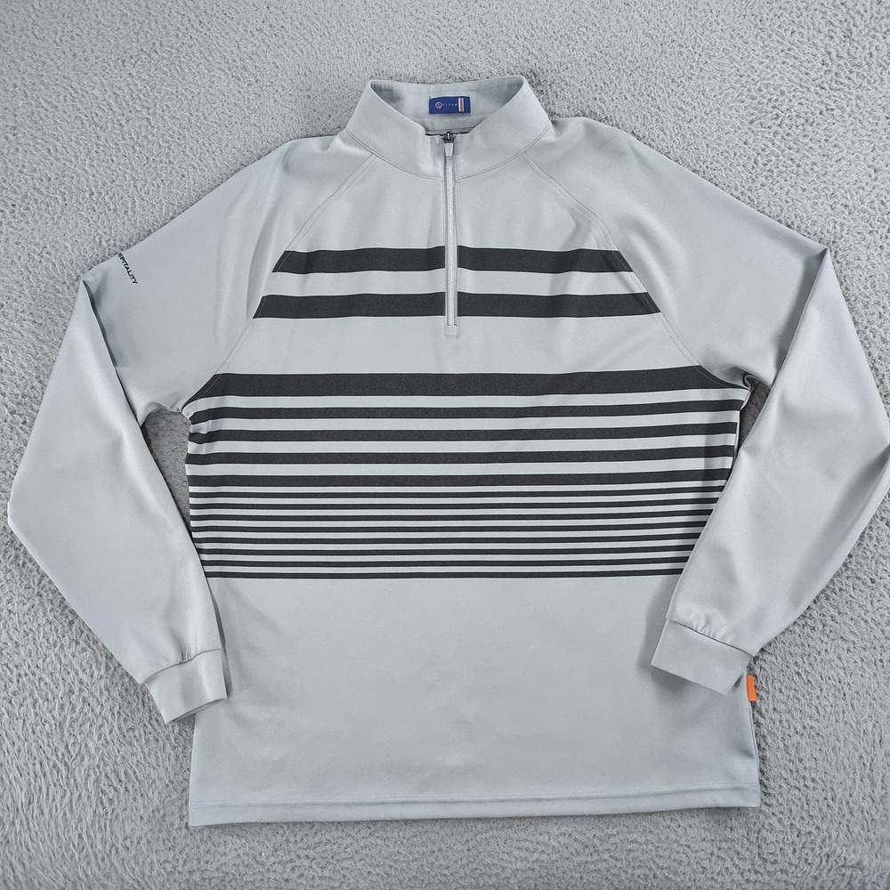 Stitch Golf Pullover Mens XL Gray Quarter Zip Performance Stripe Raglan Athletic